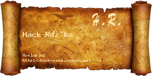 Hack Réka névjegykártya